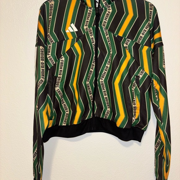 Adidas x Farm Rio Women’s Track Jacket Green Yellow Full Zip large - Picture 4 of 5